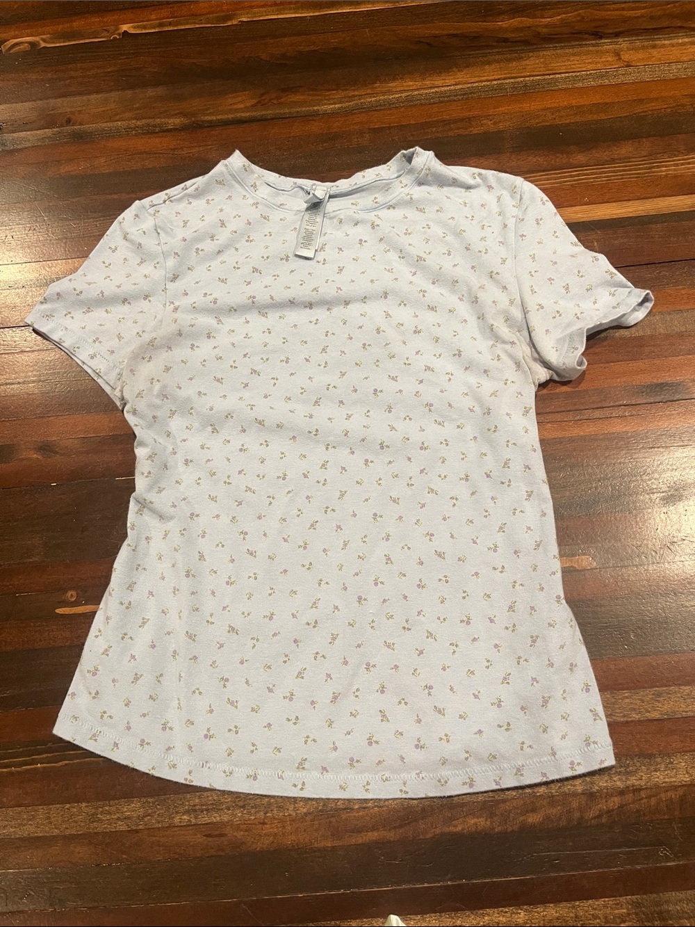 Skims Light Blue Floral Short Sleeve Tee medium